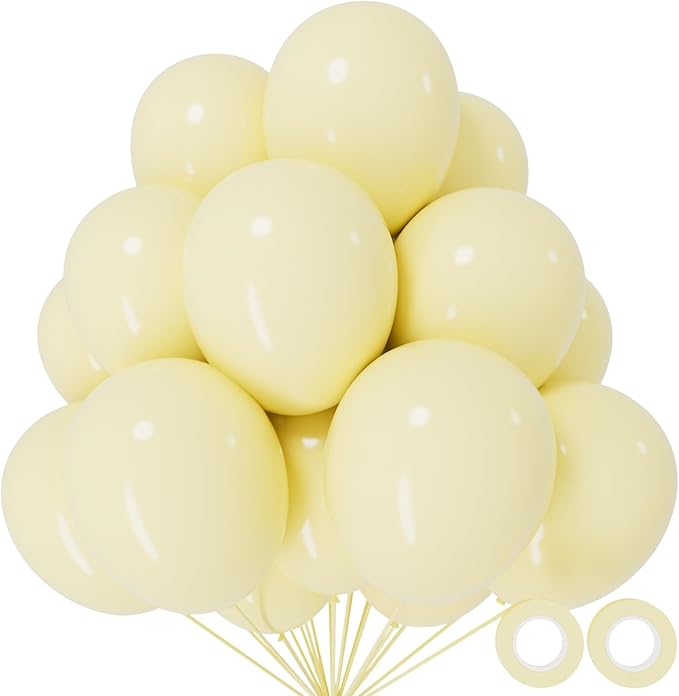 110pcs Pastel Yellow Balloon 12 Inch, Pastel Yellow Latex Balloons by KUULBELA