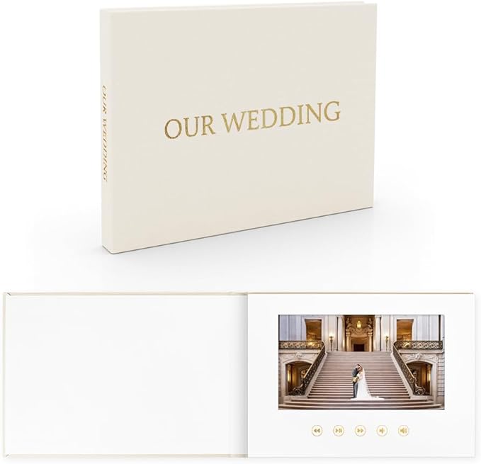 OUR WEDDING - GOLD FOIL Luxury Linen Bound Video Book Video Album Up to 2.5 by Unknown