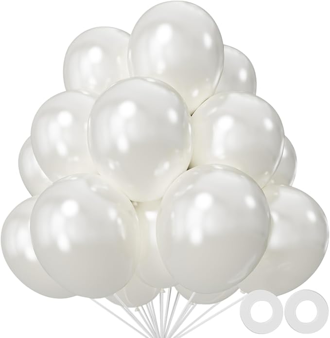 110pcs Pearl White Balloon 12 inch, Pearl white Latex Balloons by KUULBELA