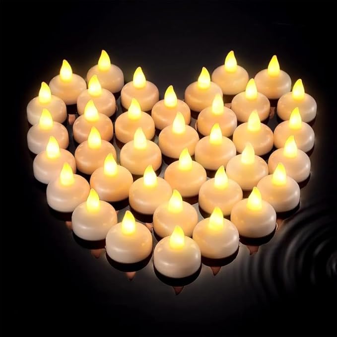 24pcs Warm White Flameless Waterproof LED Floating Candles, Battery Powered - Image 2