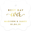 Andaz Press Personalized Fancy Frame Square Wedding Gift Tags, Metallic Gold Ink by AndazPress