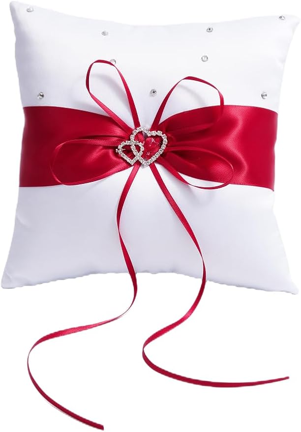 QIRMIZI Ring Pillow, Pearls Ring Cushion, Ring Bearer Holder by QIRMIZI