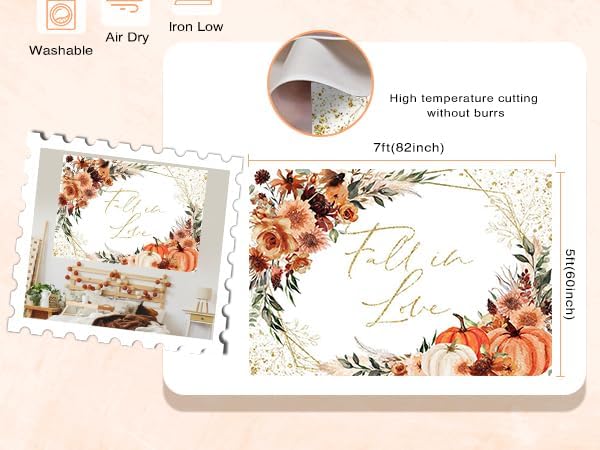 Mocsicka Fall in Love Bridal Shower Backdrop Boho Autumn Leaves Pumpkin Briddal - Image 6