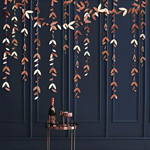 pinkblume Rose Gold Party Decorations Leaf Garland Hanging Paper Rose Gold - Image 3