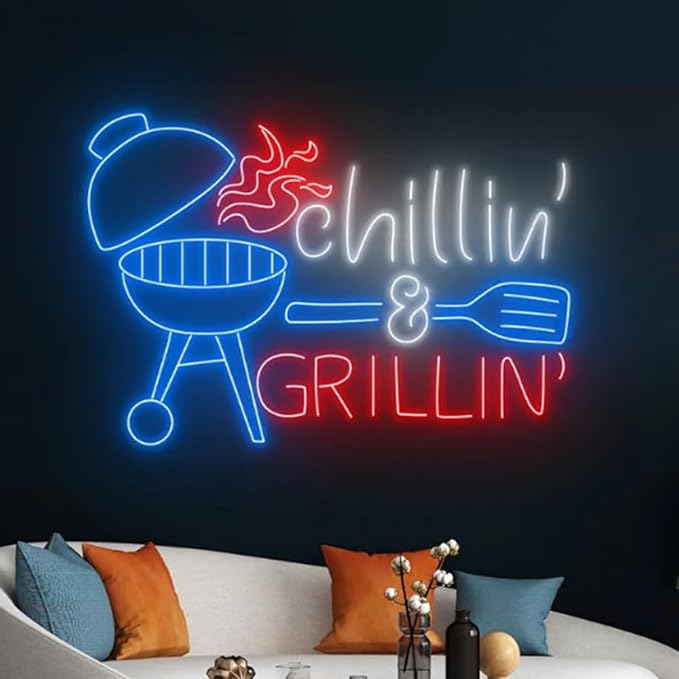 Chilling And Grilling Neon Light, BBQ Neon Sign, Barbecue Led Light, Grill Led - Image 3