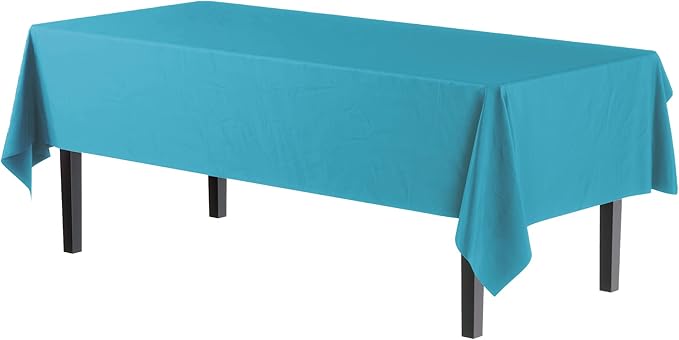 Party Solids Pack Of 12 Premium Plastic Tablecloth 54 Inch x 108 Inch Rectangle - Image 2