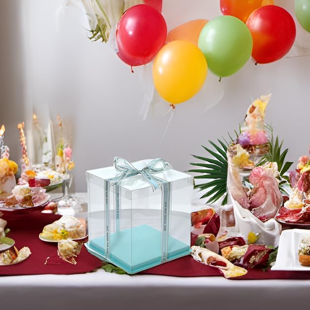 XININSUN clear cake box with ribbon, 6inch 8inch cake boxes, transparent tall - Image 6