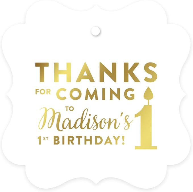 Andaz Press Personalized Fancy Frame Square Birthday Gift Tags, Metallic Gold by AndazPress