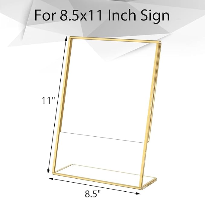 NIUBEE 8.5 x 11 Gold Frames, 6 Pack Acrylic Slanted Back Gold Picture Frames - Image 2