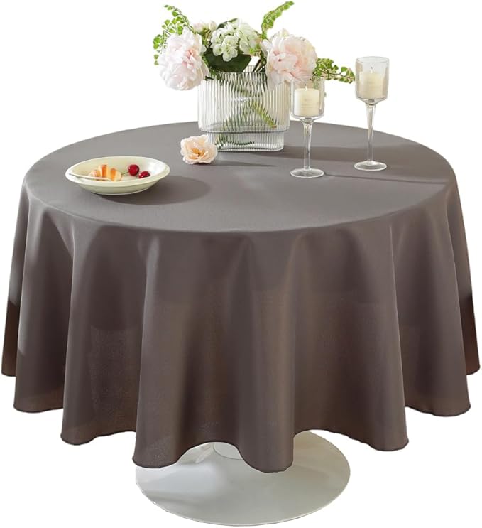 Craft And Party Round Tablecloth, 60 Inch Charcoal Tablecloth, Polyester Fabric by CraftAndParty
