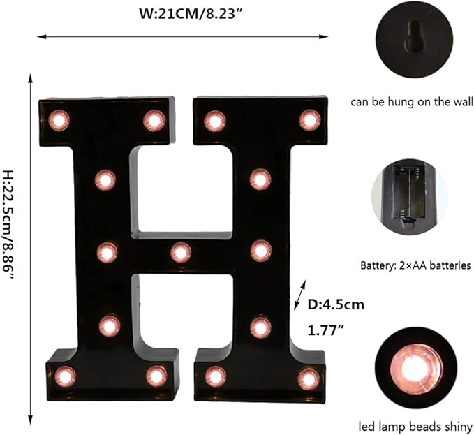 Light Up Black Alphabet Marquee Letters Sign LED Marquee Number Lights Sign - Image 5