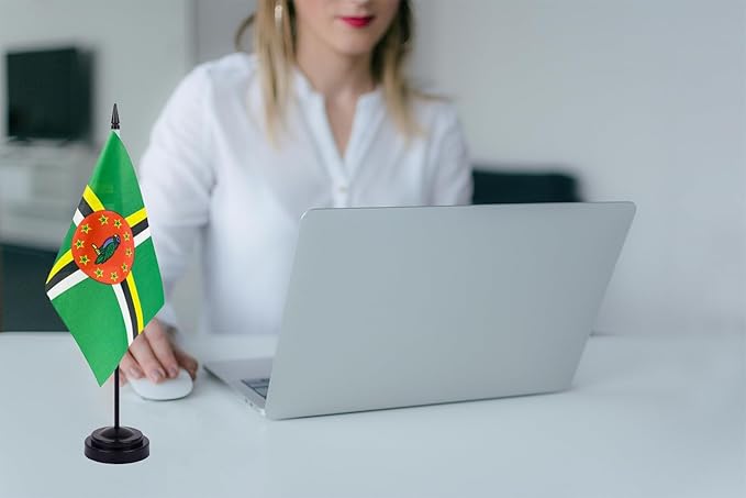 WXTWK 2 Pack Dominica Flag Dominica Deluxe Desk Flag Set - Image 6