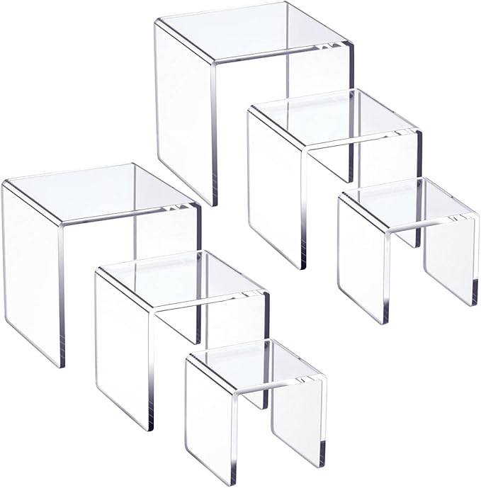 HIIMIEI Clear Acrylic Display Risers 2 Sets, 3-Tier Risers Stands Showcase by HIIMIEI
