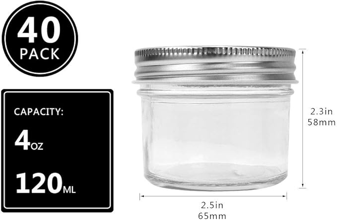 Betrome 4 oz Clear Glass Mason Jars - Image 2