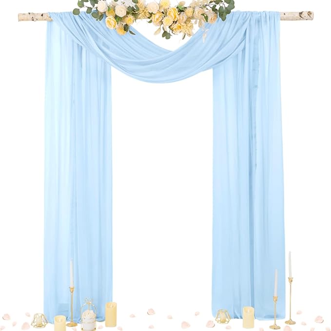 Socomi Blue Sheer Wedding Arch Draping Fabric 29" x 20Ft 2 Panels Outdoor by Socomi