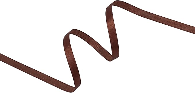 Dark Brown Satin Ribbon 1/4 inch X Continuous 25 Yards, Single Face Polyester - Image 2