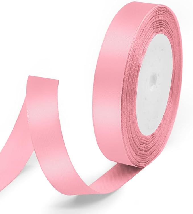 5/8" x 25 Yards Satin Ribbon, Light Pink Silk Ribbon Ideal by Quhora