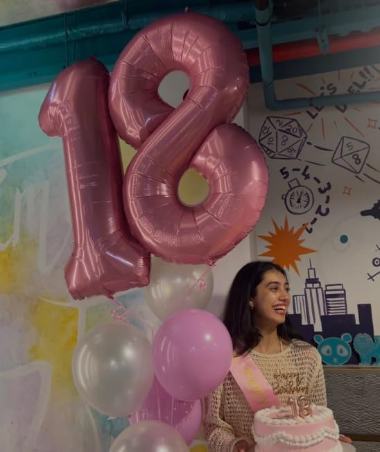 Pearlescent Pink Foil Number 8 Balloon 40 Inch, Helium Mylar Eight Number 8 18 - Image 7