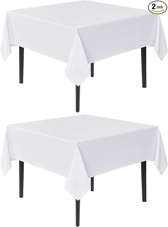 sancua White Square Tablecloths 54x54 Inch, 2 Pack by sancua