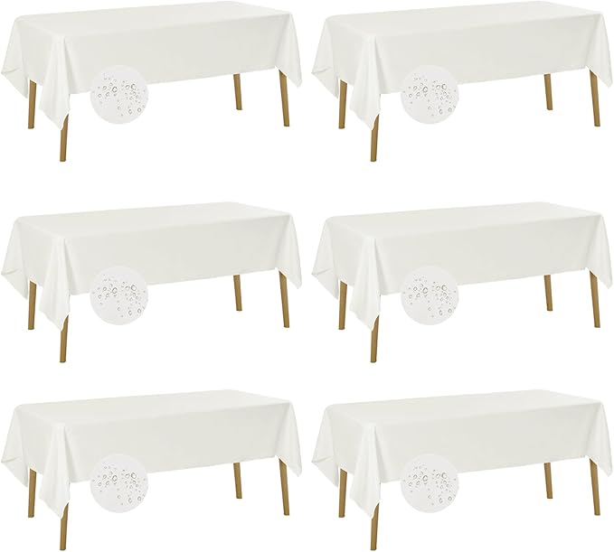 Fokitut 6 Pack Waterproof Rectangle Tablecloth, 60x102 Inch, Stain Resistant by BalsaCircle
