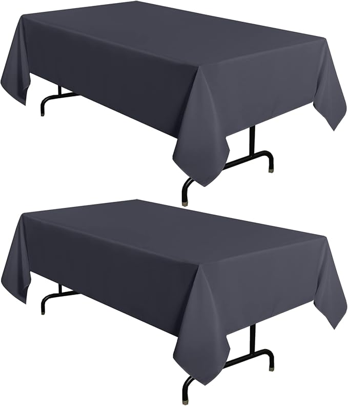 sancua 2 Pack Dark Grey Tablecloth 60 x 120 Inch, Rectangle 8 Feet Table Cloth by sancua