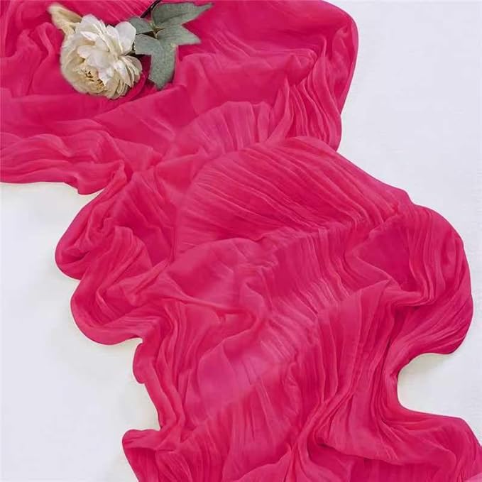 8 Pack Hot Pink 10 Ft Cheesecloth Table Runner 35x120 Inch Boho Wrinkled Sheer - Image 7