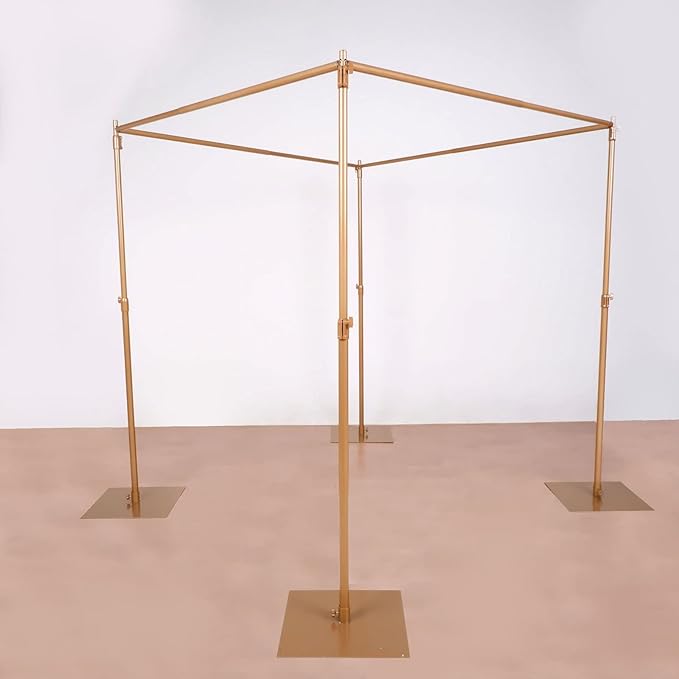 Tableclothsfactory 10ft | 4 Post Gold Metal DIY Photography Backdrop Stand by TABLECLOTHSFACTORY