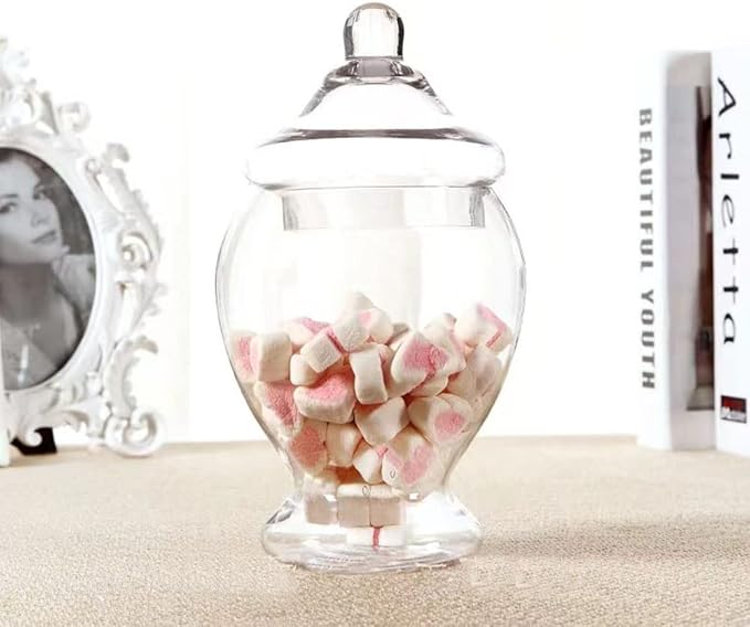 Glass Apothecary Jars 45 Ounce Decorative Candy Cookie Jars ，Clear Elegant - Image 8