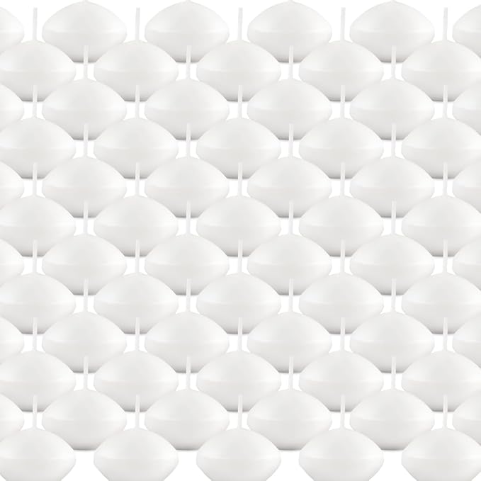 Unscented Floating Candles Set of 72, 2 Inch White Dripless Wax by Pliadvbu