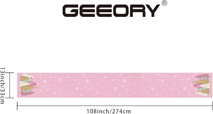 GEEORY Christmas Table Runner 13x108 Inch, Xmas Trees Snowflakes Holiday - Image 3