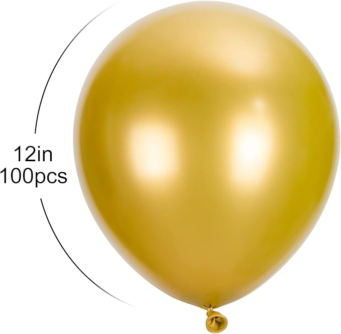 100pcs Metallic Gold Balloons, 12 inch Chrome Gold Latex Party Balloons Helium - Image 2