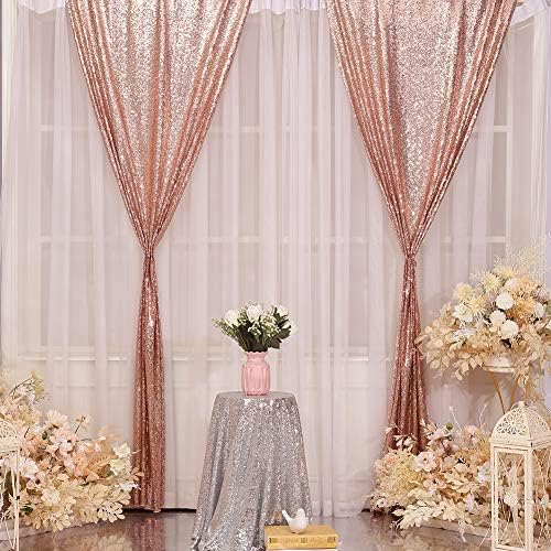 Eternal Beauty Rose Gold Sequin Backdrop Curtains, Shimmer Back Drop - Image 4