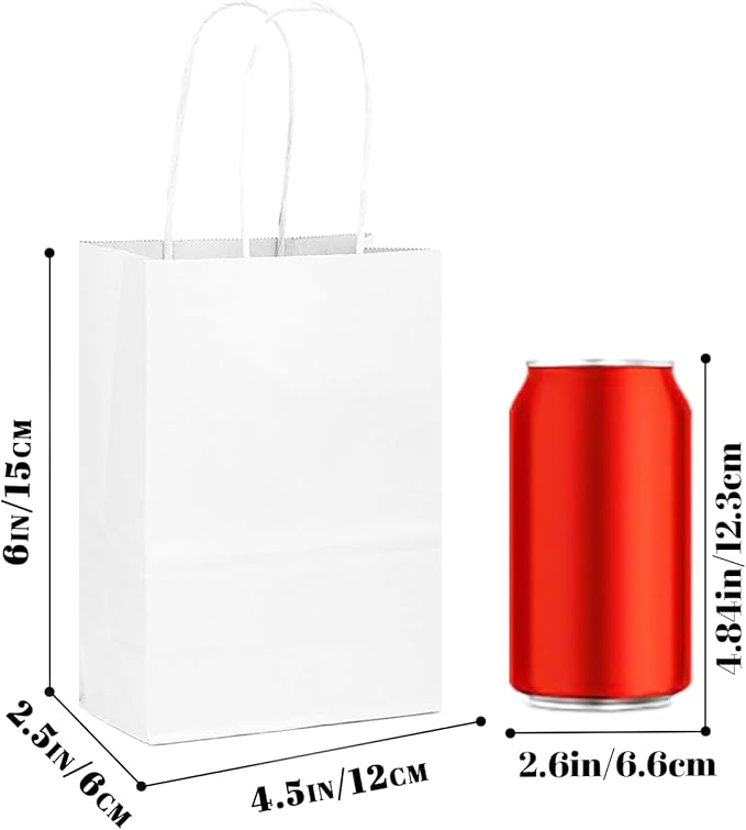 qiqee 50-Packs White Paper Gift Bags - Image 3