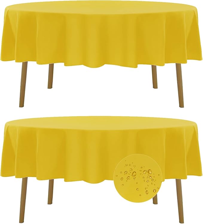 Fokitut 2 Pack Waterproof Round Tablecloth, 60 Inch, Stain Resistant and by BalsaCircle