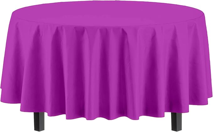Exquisite 12-Pack Premium Plastic Tablecloth 84in. Round Table Cover - Image 2