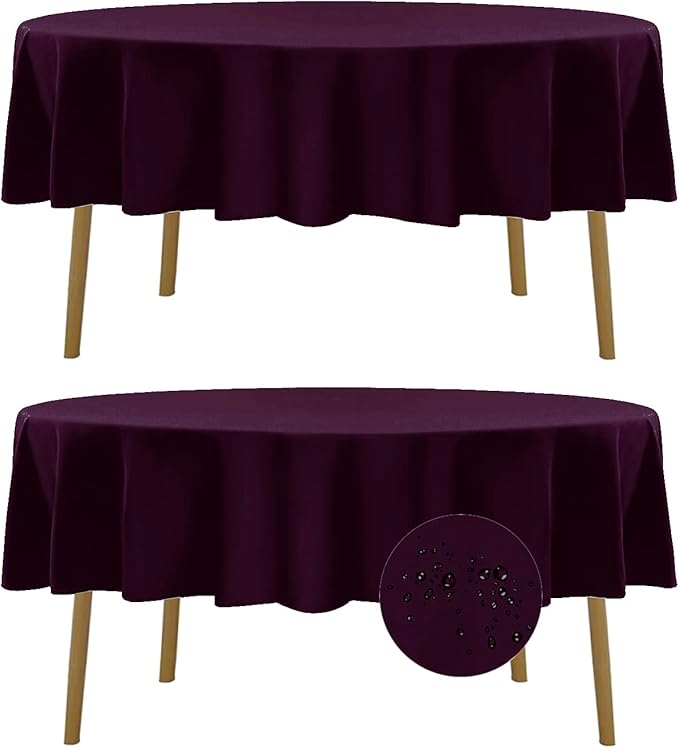 Fokitut 2 Pack Waterproof Round Tablecloth, 90 Inch, Stain Resistant and by BalsaCircle