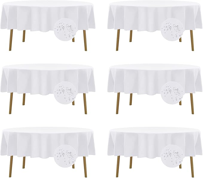 Fokitut 6 Pack Waterproof Round Tablecloth, 90 Inch, Stain Resistant and by BalsaCircle