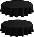 2 Pack Round Table Cloth 48 Inch Black Tablecloth Washable Polyester Solid by mylacerhome