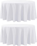 Round Tablecloth 132 Inch 2 Pack White Tablecloths Washable Decorative Linen by AOCOZHomeLifeMuseum
