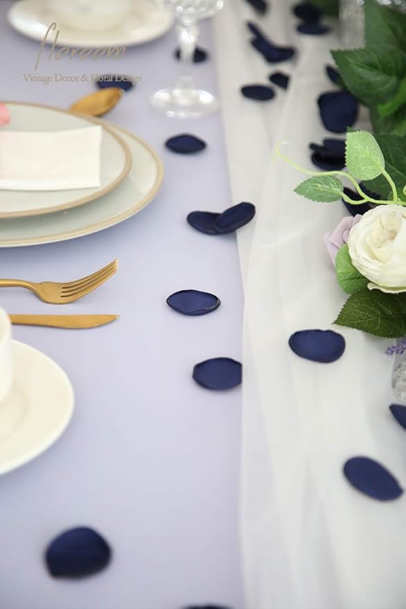 Floroom 300pcs Rose Petals Navy Blue Faux Silk Flower Petals - Image 3