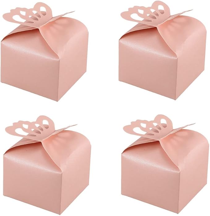 KUPOO 50PCS Small Pink Butterfly Favor Boxes Girl Baby Shower Candy Box Small by KUPOO