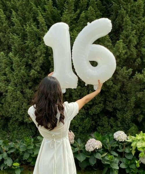 White 40 Inch Mylar Foil Number 6 Balloon, Birthday Digital Balloons - Image 4
