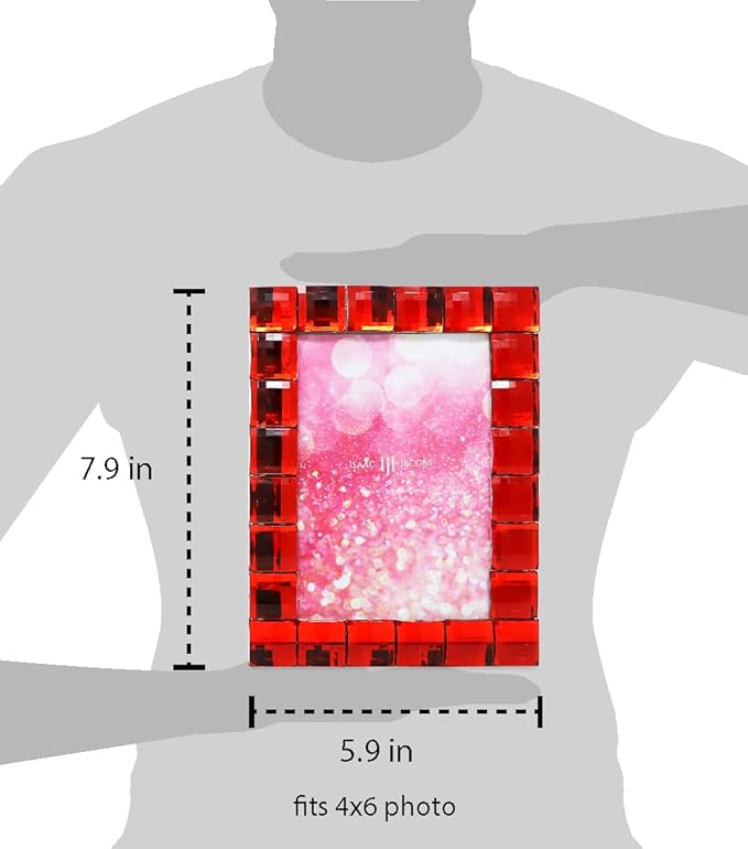 Isaac Jacobs Decorative Sparkling Red Jewel Picture Frame, Photo Display & Home - Image 3