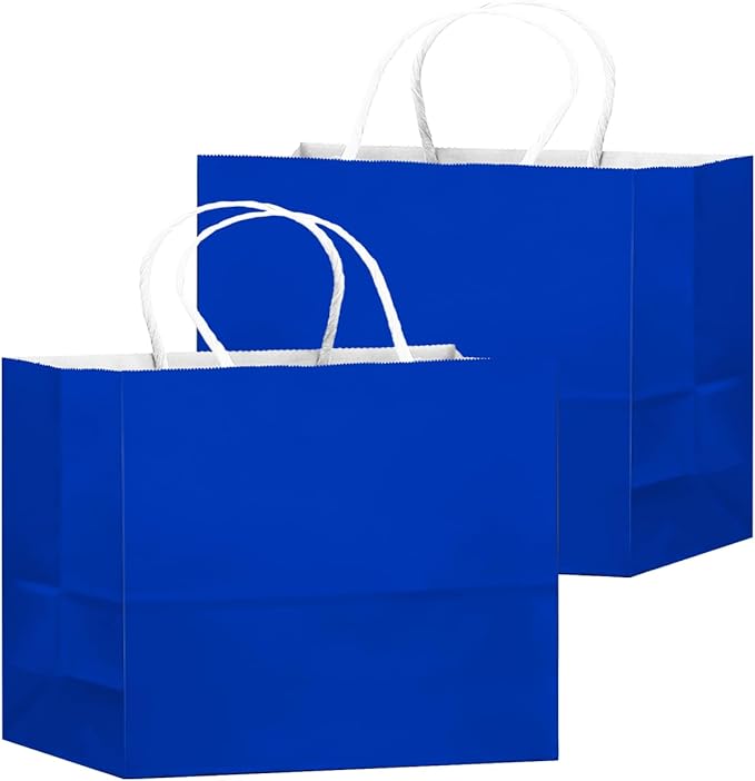 qiqee 50-Packs Diamond Blue Paper Gift Bags - Image 2