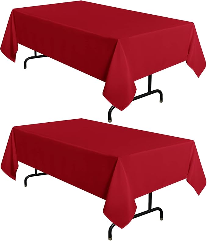 sancua 2 Pack Red Tablecloth 60 x 120 Inch, Rectangle 8 Feet Table Cloth by sancua