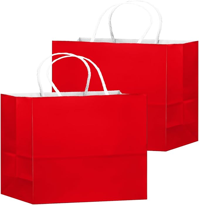 qiqee 50-Packs Red Paper Gift Bags - Image 2