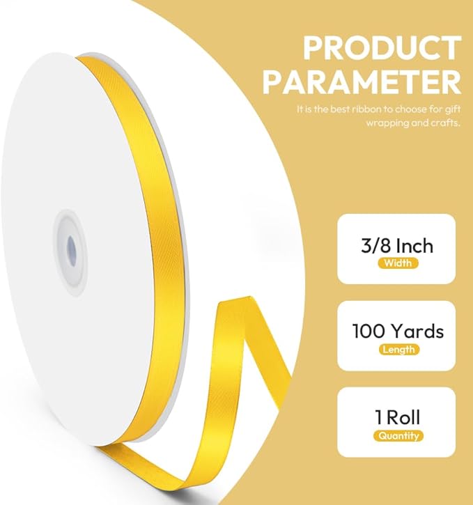 3/8" x 100 Yards Satin Ribbon - Image 2