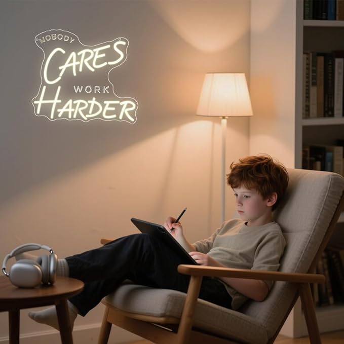 Nobody Cares Work Harder Neon Sign, Motivational Dimmable LED Light Signs - Image 8