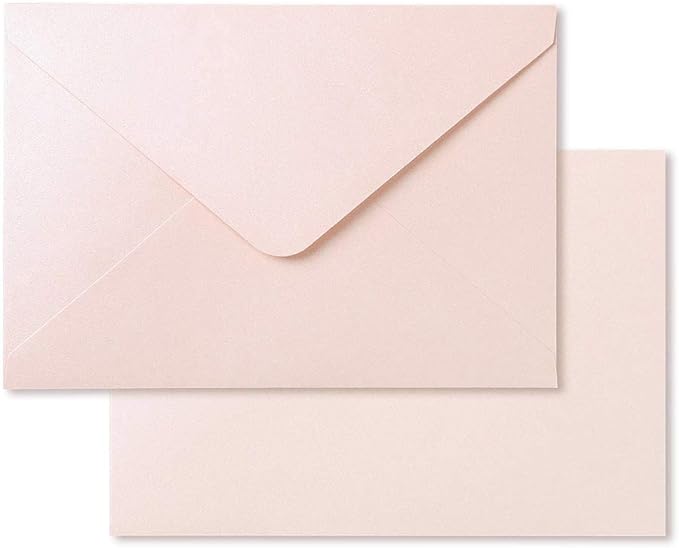 PONATIA 50 PCS/Pack A7 Envelopes, 5.25 x 7.48'' Sparkle Blush Pink Envelopes by ponatia