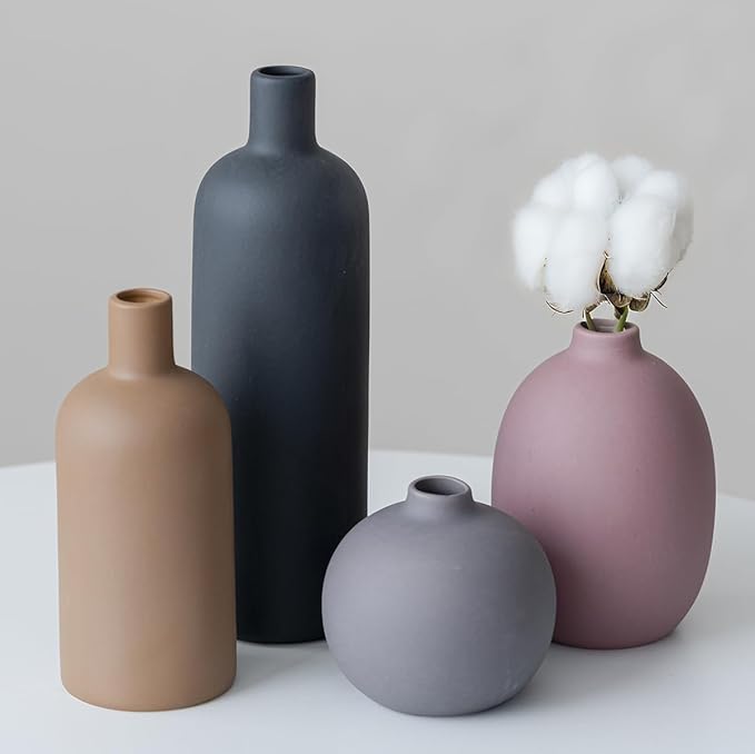 Modern Ceramic Vase Set, Neutral Colors, Decorative Vases - Image 7